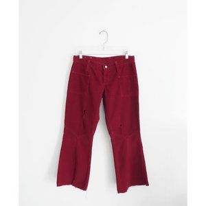 Vtg 70s Wrangler Red Corduroy Low Rise Flare Leg Bell Bottom Pants est 30 10 L